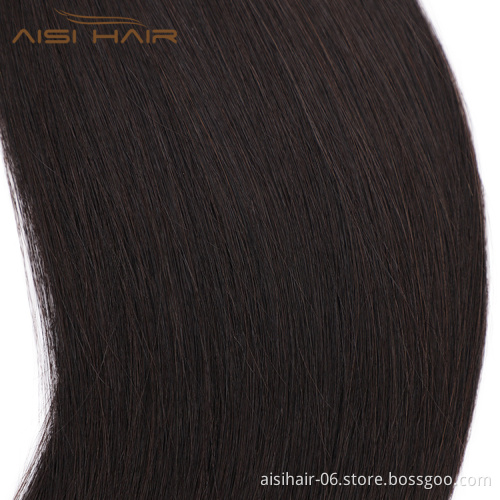 Aisi Hair 10A Unprocessed Color 1B Human Hair Double Drawn Pre Bonded Keratin I Tip Human Hair Extension For Women